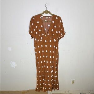 A New Day Brown and White Polka Dot Midi Dress XL